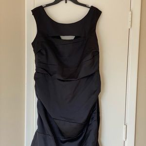 Black satin cocktail dress